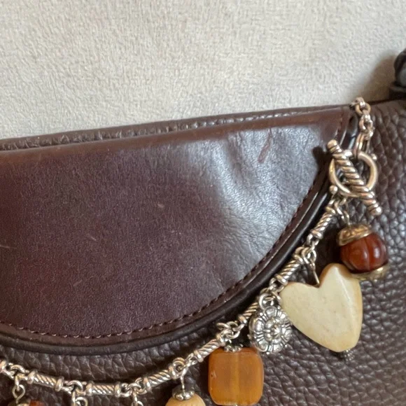 BRIGHTON Small Brown Pebbled Leather Bag with Detachable Charm Bracelet - Picture 8 of 16
